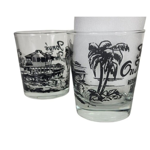Vintage 60s MCM Tony's On The Pier Redondo Beach California Glass Rocks Glasses - Picture 12 of 15